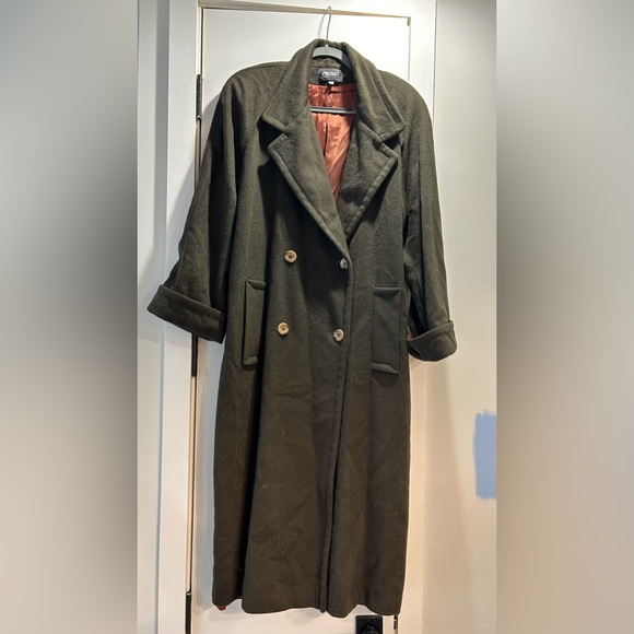 Jackets & Blazers - Vintage Green Wool Long Coat